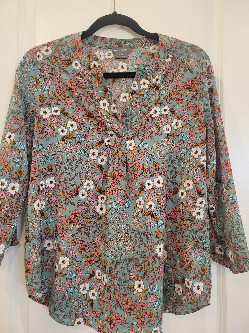 Van Heusen Teal Floral V-Neck Blouse